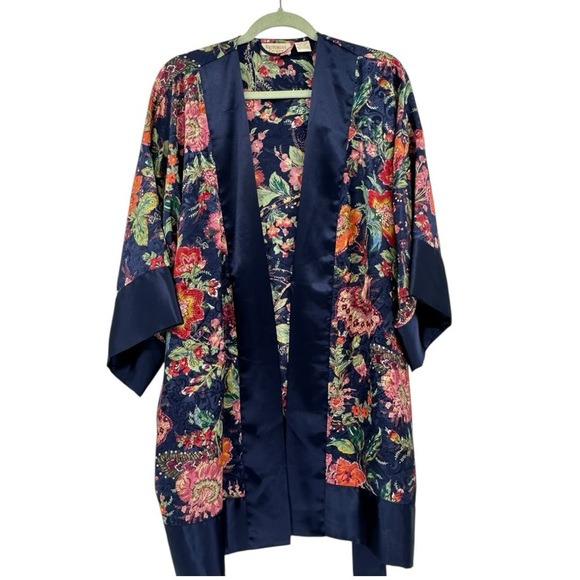 VINTAGE Victoria Secret Floral Printed Kimono Boho Chic Gold Label One Size - Picture 1 of 5
